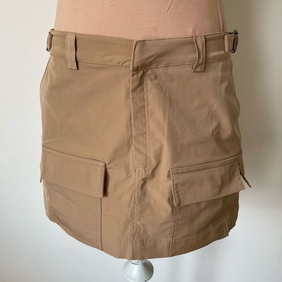 PARENTEZI Myla Cargo Camel Brown Patch Pocket Low Rise Micro Mini Skirt NWT Sz M - Picture 5 of 12